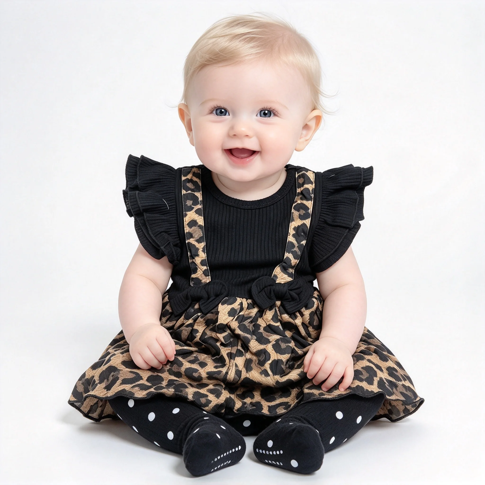 Summer  Baby Girls Sleeveless Leopard Jumpsuits Romper +headband 2pcs Newborn Girls Clothing