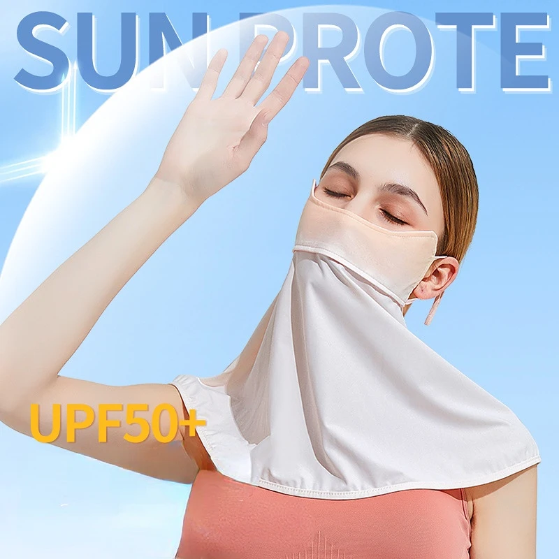 Summer Ladies Drive Ice Silk Sun Protection Masks Riding Neck Guards Shawls Skin Shading UV Protection Dust and Breathable Masks