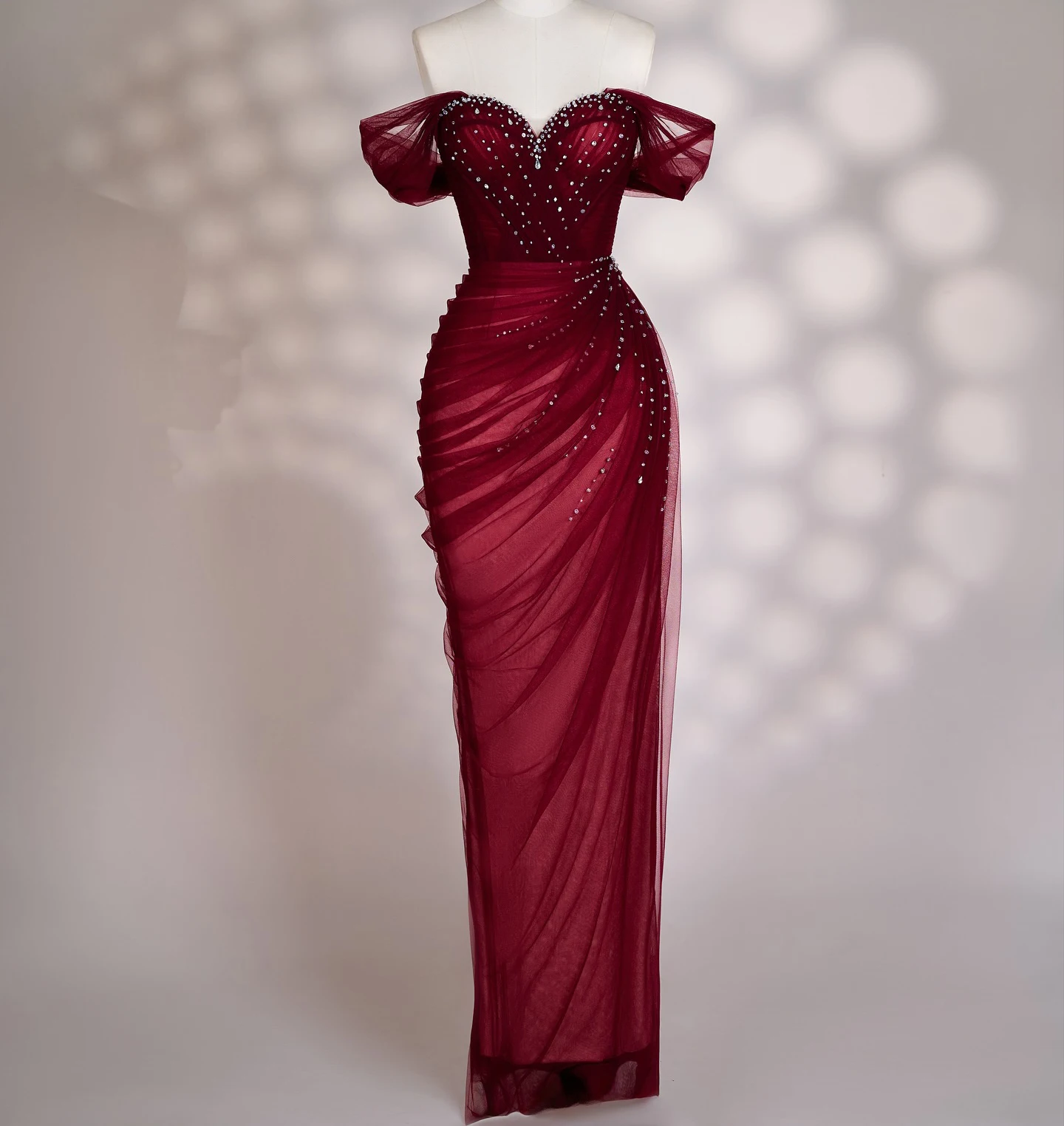 Wunderschöne dunkelrote Abendkleider, Meerjungfrau-Abschlussballkleider, herzförmiger Schnürung am Rücken, Perlenkristall