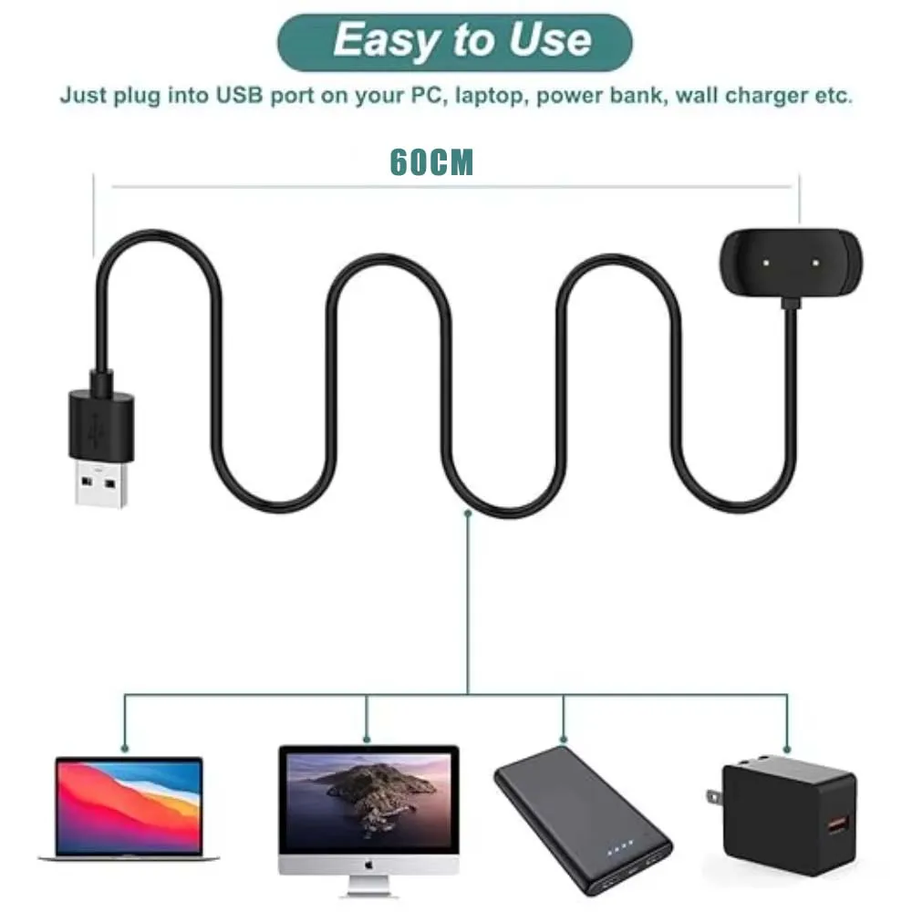 ل Amazfit GTS 2 /GTS 2 Mini/GTR 2e/Bip 5/Bip 3/Bip U شاحن USB شاحن ساعة ذكية كابل شحن استبدال شاحن