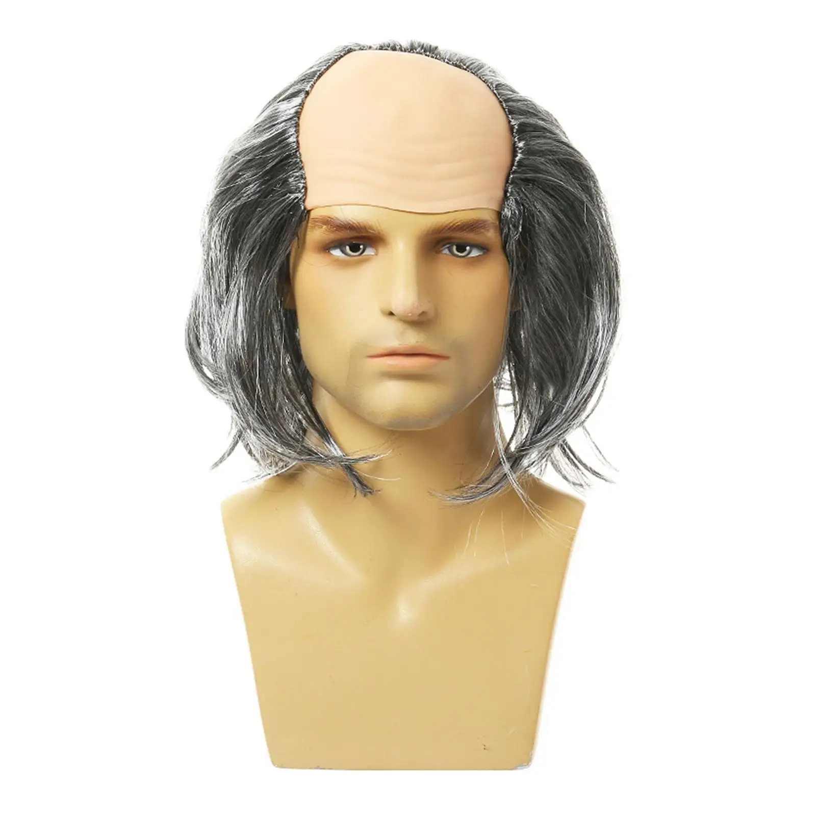 Balding Wig Balding Crazy Scientists Wig for Theme Parties Stage Performance Pro