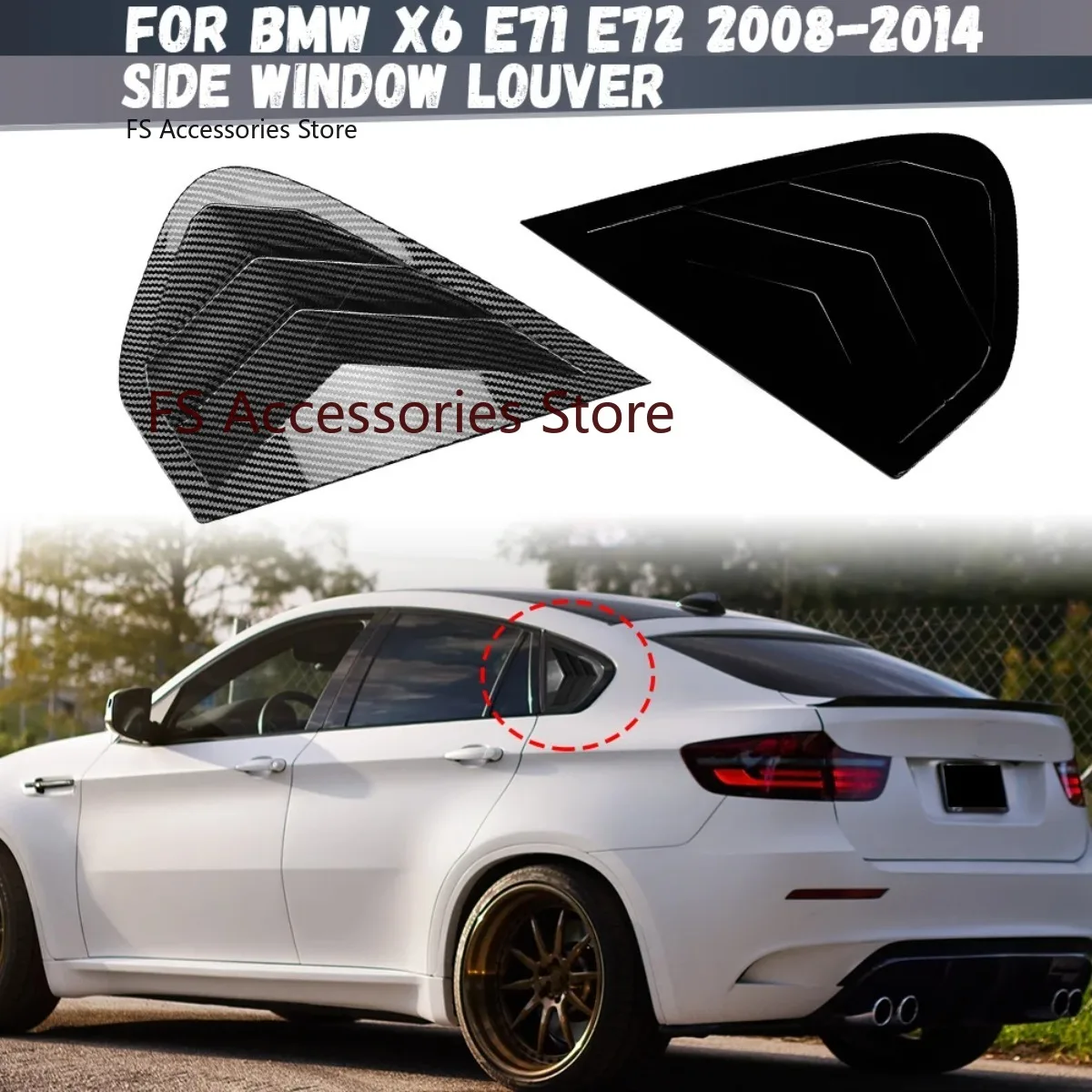 

Car Rear Window Louver Shutter Cover Side Vent Scoop Trim Windshield For BMW X6 X6M E71 E72 2008 2009 2010 2011 2012 2013 2014