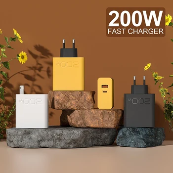 200W süper hızlı şarj PD + USB hızlı şarj adaptörü Apple Huawei Samsung Xiaomi için uygun tip-c cep telefonu şarj cihazı