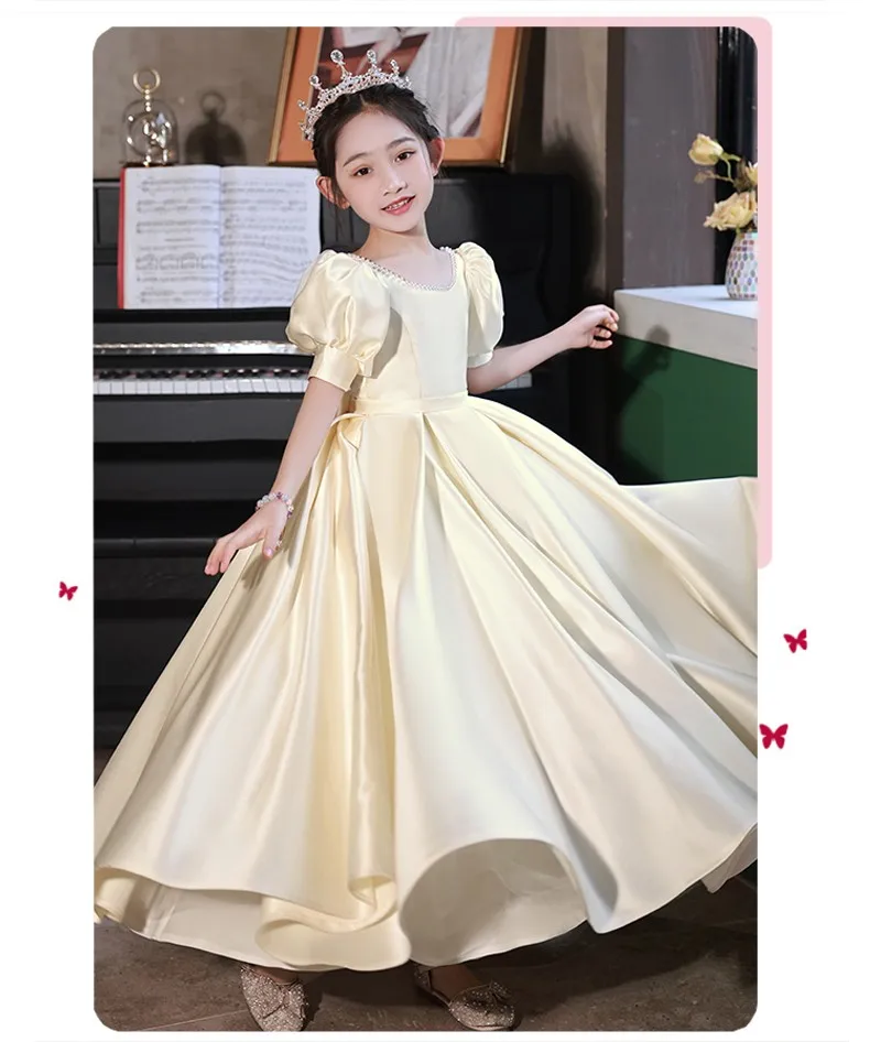 

YZYmanualroom Girls sleeveless satin Junior bridesmaid dress Pageant concert Dress Birthday Evening dress/can be customized