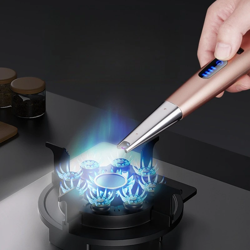 USB Rechargeable Electric Arc Lighter with LED Flashlight,with Battery Indicator,Type-C Charging,for Kitchen,Candles,Camping
