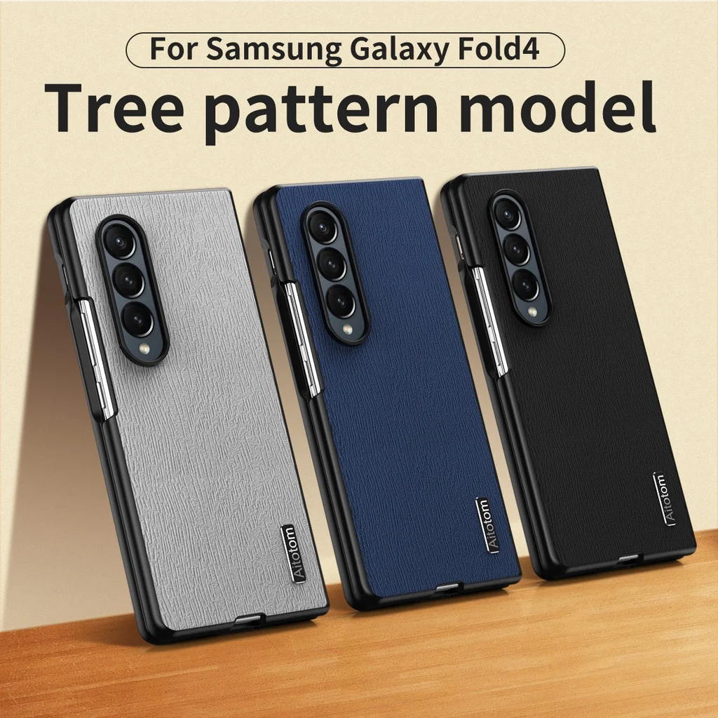 

Compatible with Samsung Z Fold 5 4 3 2 phone case Shockproof cover Bark grain stick Leather case