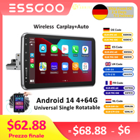 ESSGOO Android 14 10.1 Inch Universal Single Rotatable Car Radio Auto Carplay Multimedia Player GPS Navi Automotive Stereo