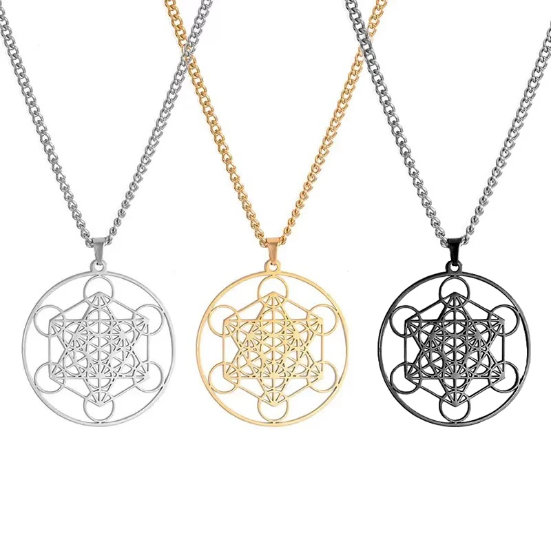 Archangel Metatron Pendant Necklace Stainless Steel Sacred Geometry Hexagram Jewelry Accessories