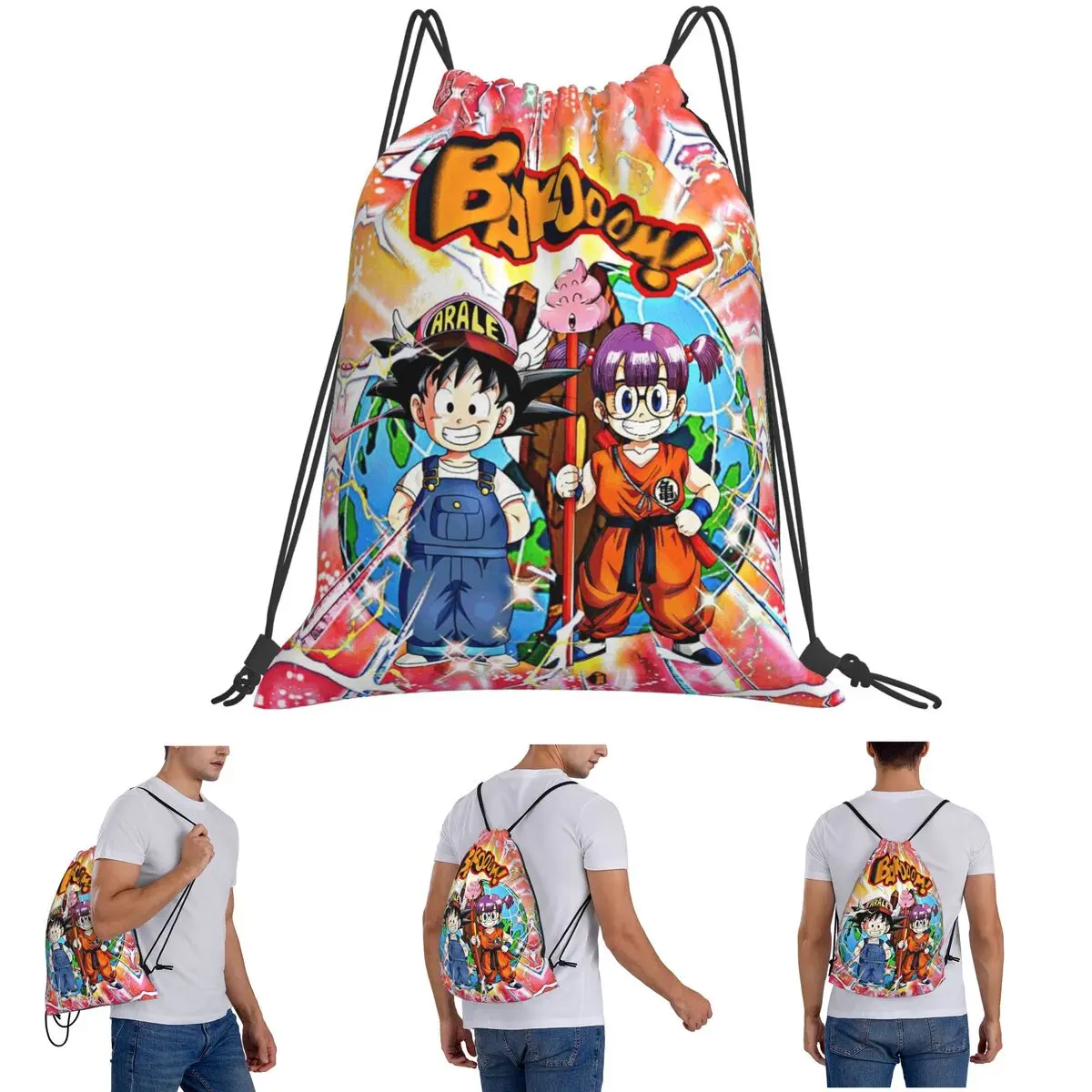 Arale Dr.Slump Anime Backpacks Fashion Drawstring Bags Storage Bag Book Bags for Man Woman School