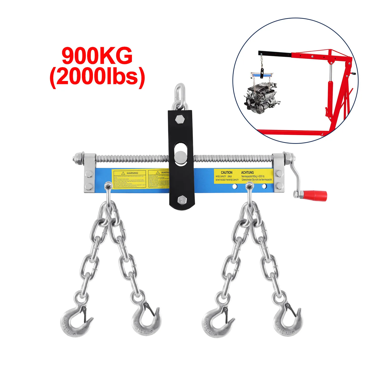 Samger 900Kg Engine Load Leveler Heavy Duty Engine Hoist Balance Frame Steel Chain Hoist Lifting Crane Engine Hanger Repair Tool