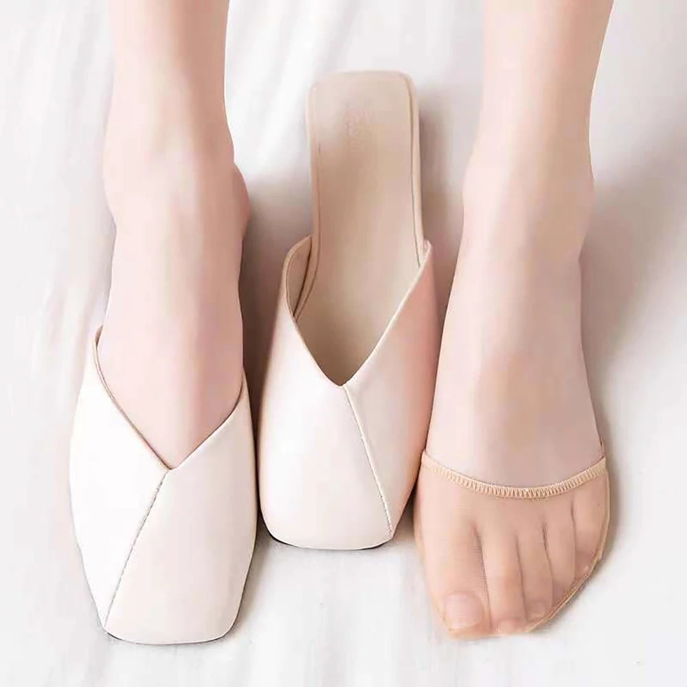 High Heels Foot Pad Silicone Dotted Summer Girls Invisible Socks Forefoot Insoles Half Palm Socks Women Hosiery