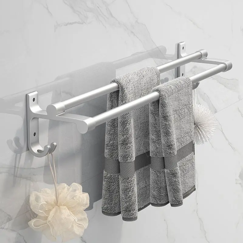 Towel Bars Hanger Over Door Rack Wall Hanging White Aluminum Toliet Storage Shelf Shower Holder Bath Hook Bathroom Accessories