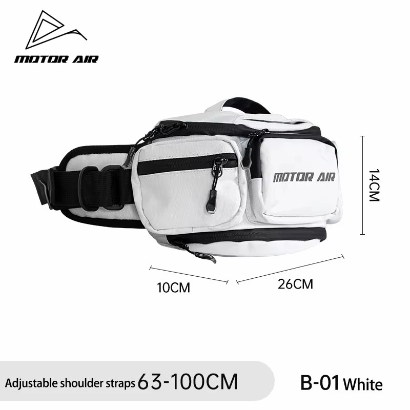 Motor-Air White Motorcycle Cycling Waist Bag Chest Pack Crossbody Bag Outdoor Riding Gears Package With Waterproof Rain Cover
