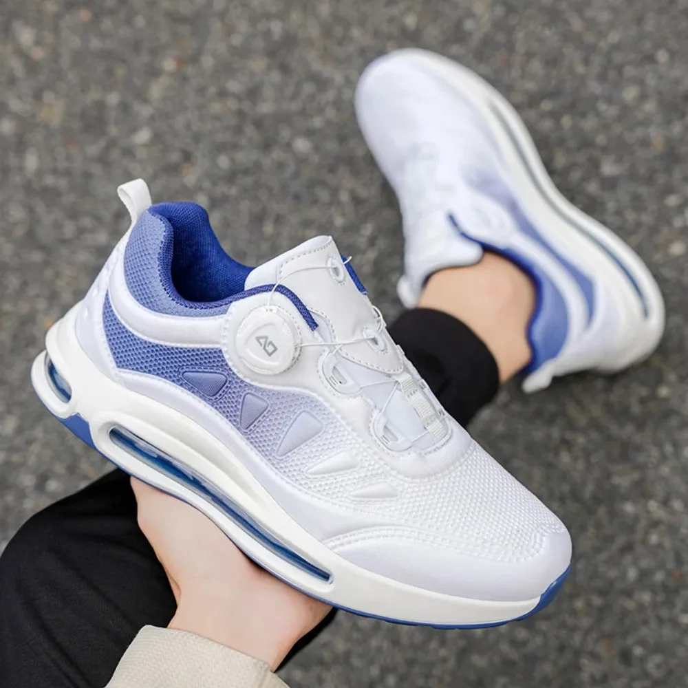 

Men Jogging Sports Running Shoes Outdoor Anti-Slip Breathable Rotating Button Full-length Air-cushion Large-sized Running Shoes