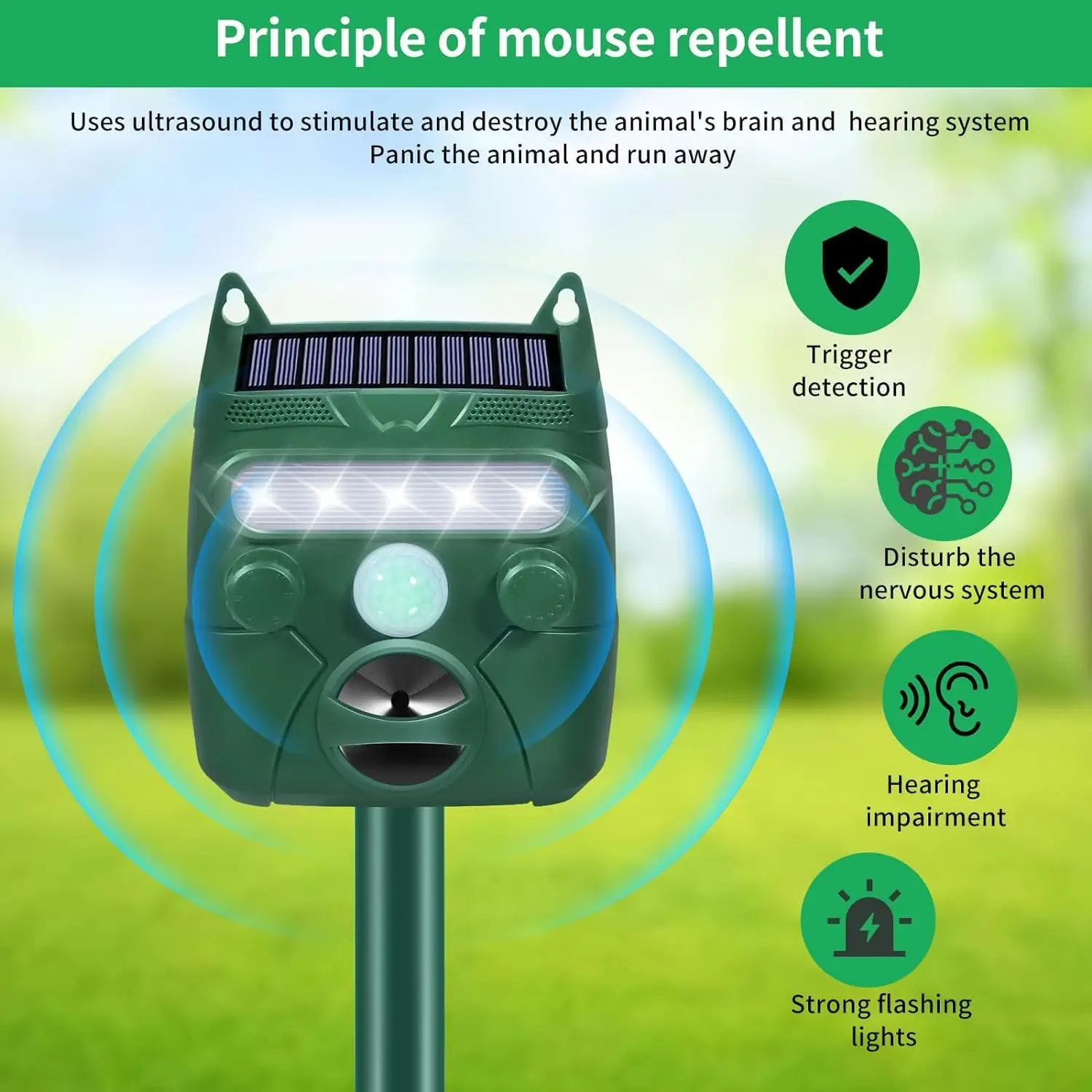 1Pack Animal Repellent Outdoor Solar Animal  with Motion Sensor&LED Strobe Light Cat Repellent Outdoor Deer Repellent Devices