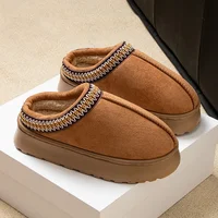 Hot Winter Women Slippers Plush Interior Anti Slip Thick Sole Fashion Embroidered Warm House Shoes for Ladies 4