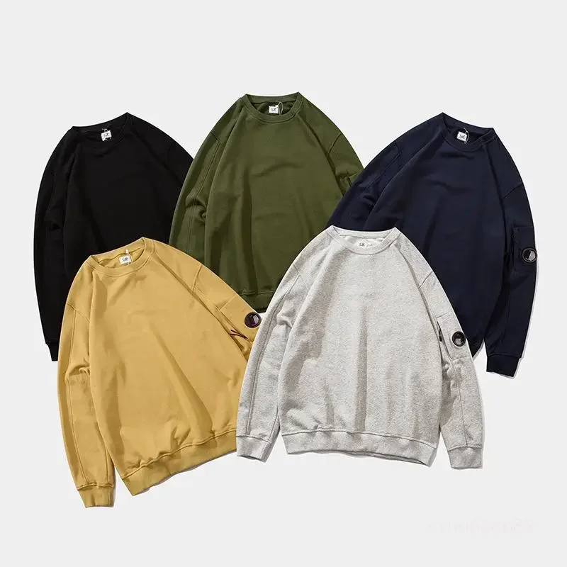 23FW Functional Lens Sweatshirt Men's Simple Casual Pullover Round Neck Solid Color Top Ins Cross-Border Style