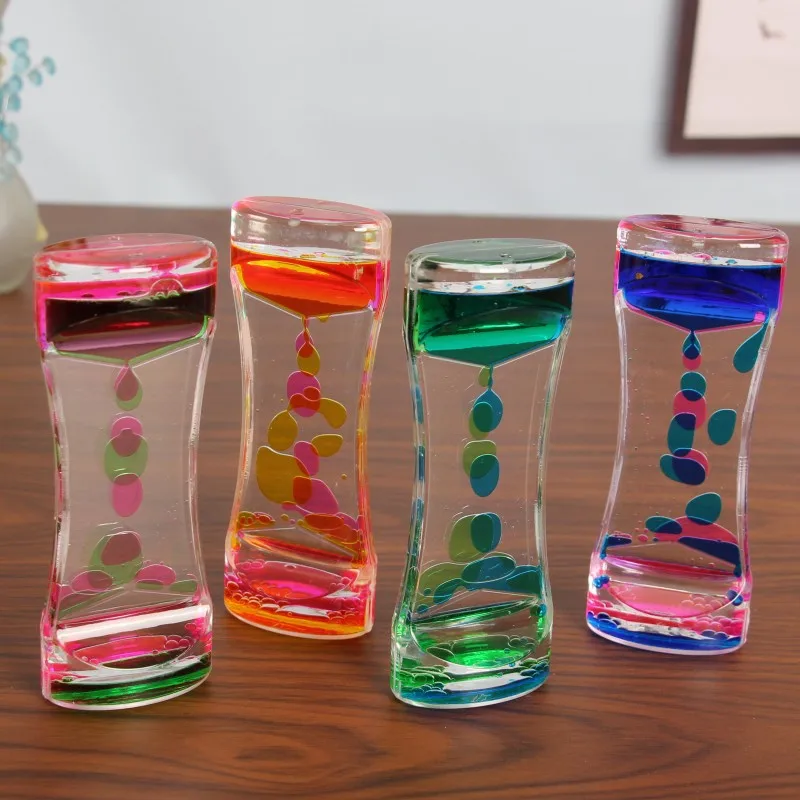 Double Color Floating Liquid Oil Acrylic Hourglass Home Decor Liquid Visual Movement Hourglass Timer Hour Glass Sand Timers