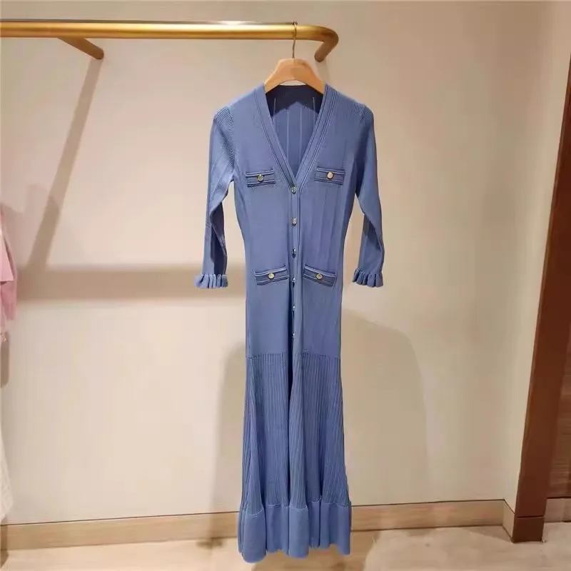 Ele خمر محبوك الدكتور بسيط شيك الأزهار فاي الذيل تنورة طويلة الأوروبية Faion Sle الملابس النسائية الصيف الدكتور