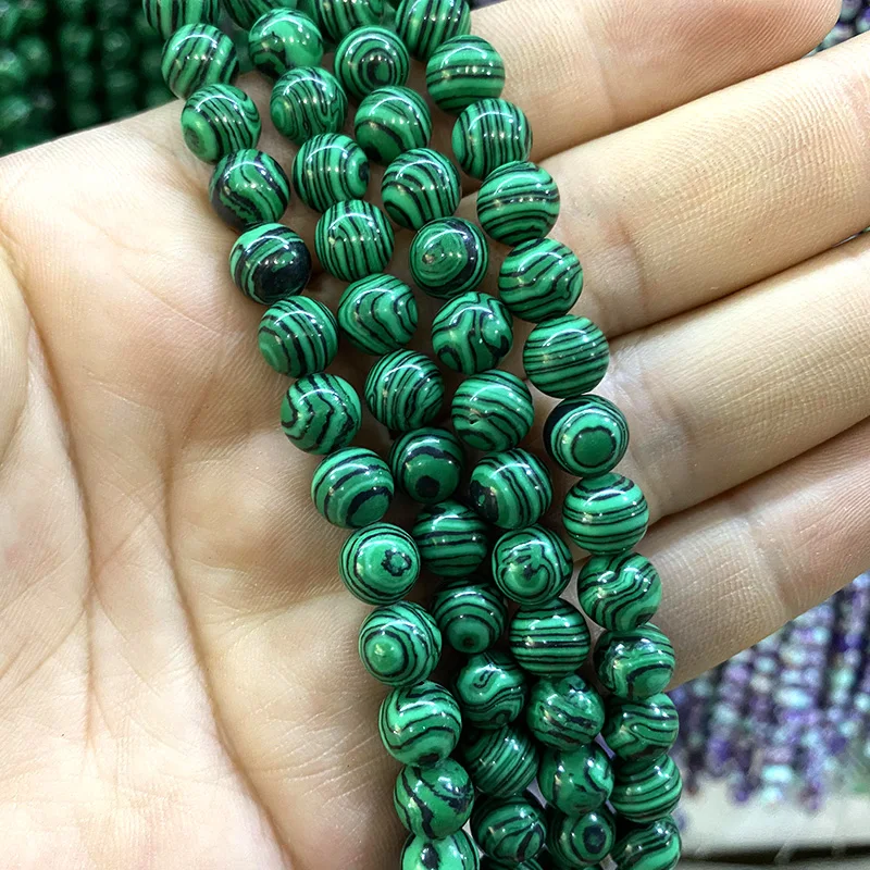 Naturalne kamienne koraliki lawa tygrysie oko agat ametyst turkusy okrągłe luźne koraliki dystansowe do tworzenia biżuterii Diy bransoletki Charms — zdjęcie 4