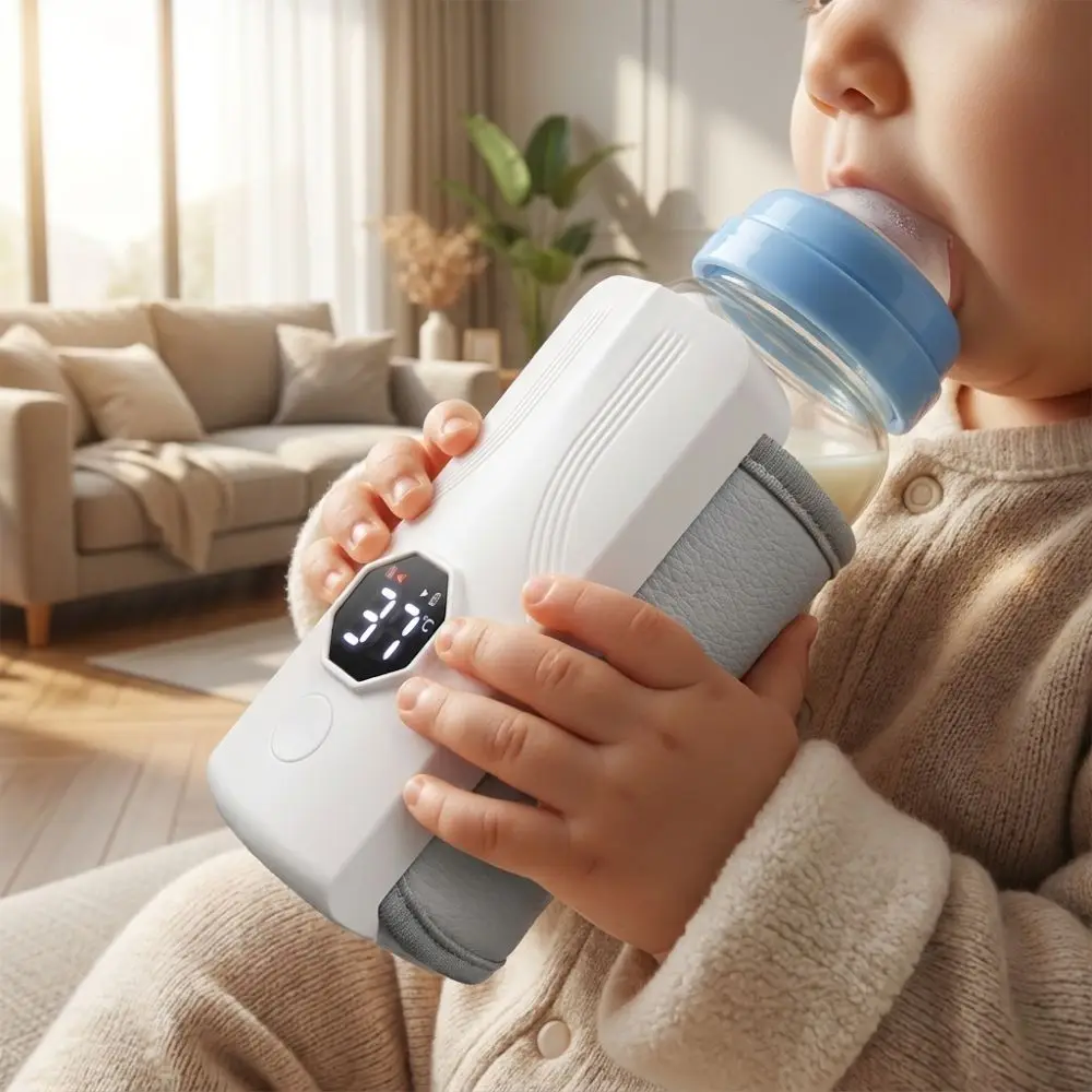 6 Level Temp Control Baby Milk Warmer BPA Free LED Display Baby Bottle Heater Even Fast Heating Cordless Bottle Warmer Sleeve