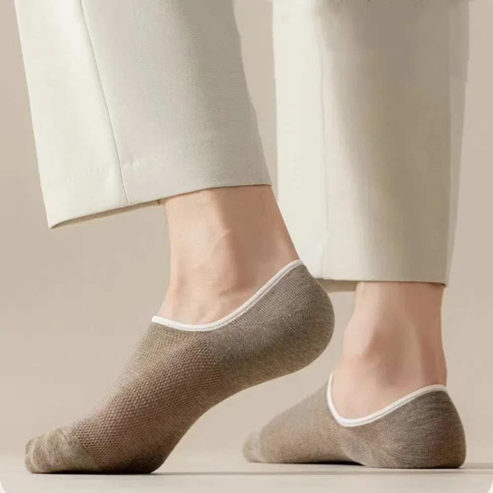 부드러운 실리콘 미끄럼 방지 남성 양말 통기성 냄새 방지 노쇼 양말 얇은 메쉬 로우 컷 양말 남성
