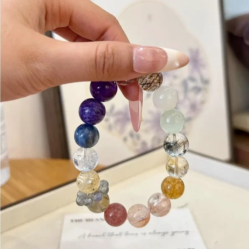 

Natural Duobao Bracelet Women's Light Luxury Fashion Citrine Amethyst Gray Moonlight Transfer Bead Bracelet