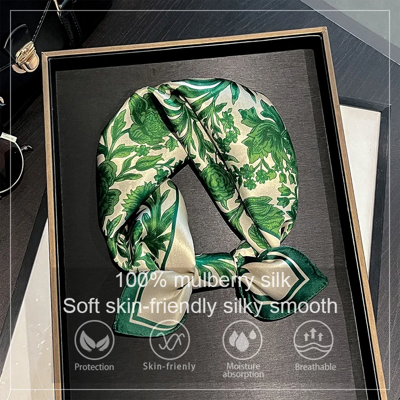 

Luxury 100% Pure Silk Square Scarf Women 2026 Print Mulberry Neckerchief Spring Hair Band Foulard Bandana Tie Shawl Wraps