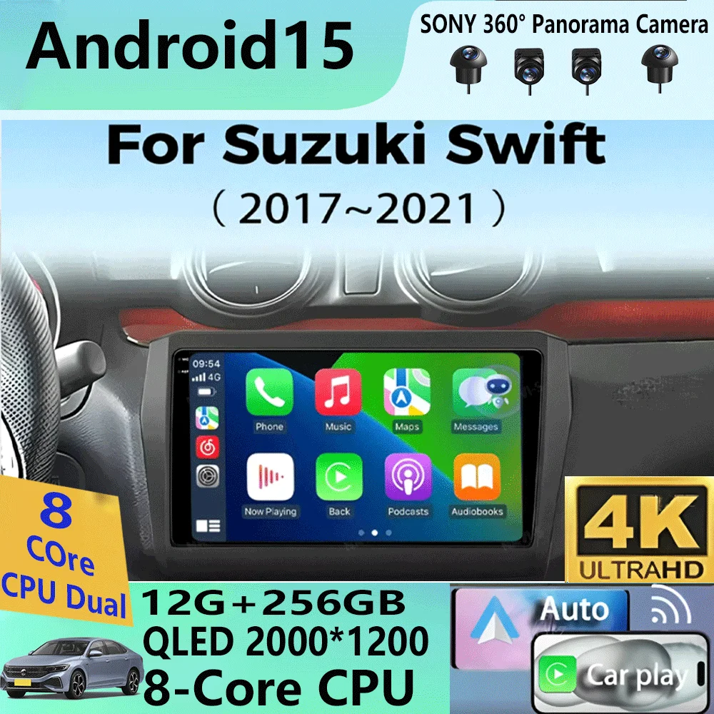 

Android 15 For Suzuki Swift 2017 2018 2019 Car Radio Stereo Multimedia Navigation GPS Video Player DSP QLED Wireless Carplay 4G