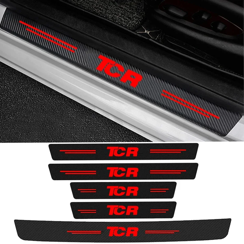 

Cup Holders Car Door Sill Protector Stickers For Volkswagen VW TCR Badge Trunk Door Bumper Scratch Guard Trim Carbon Fiber Thres