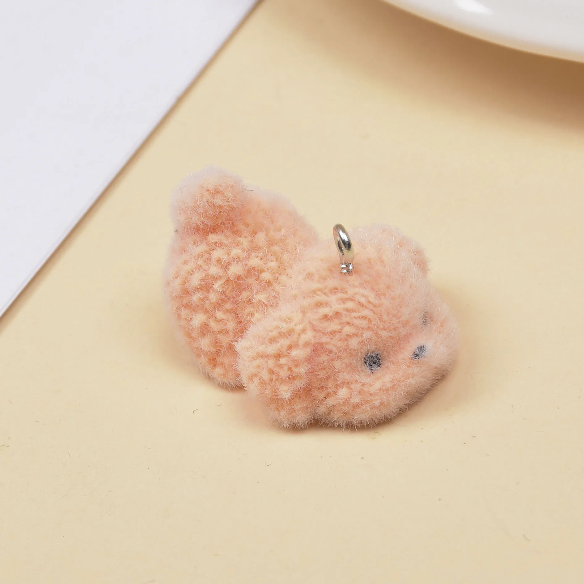 20PCS Fluffy Flocking Doll Charms Cute Cartoon Resin Dog Pendant For Mobile phone bag Keychains Diy Jewelry Make Accessories