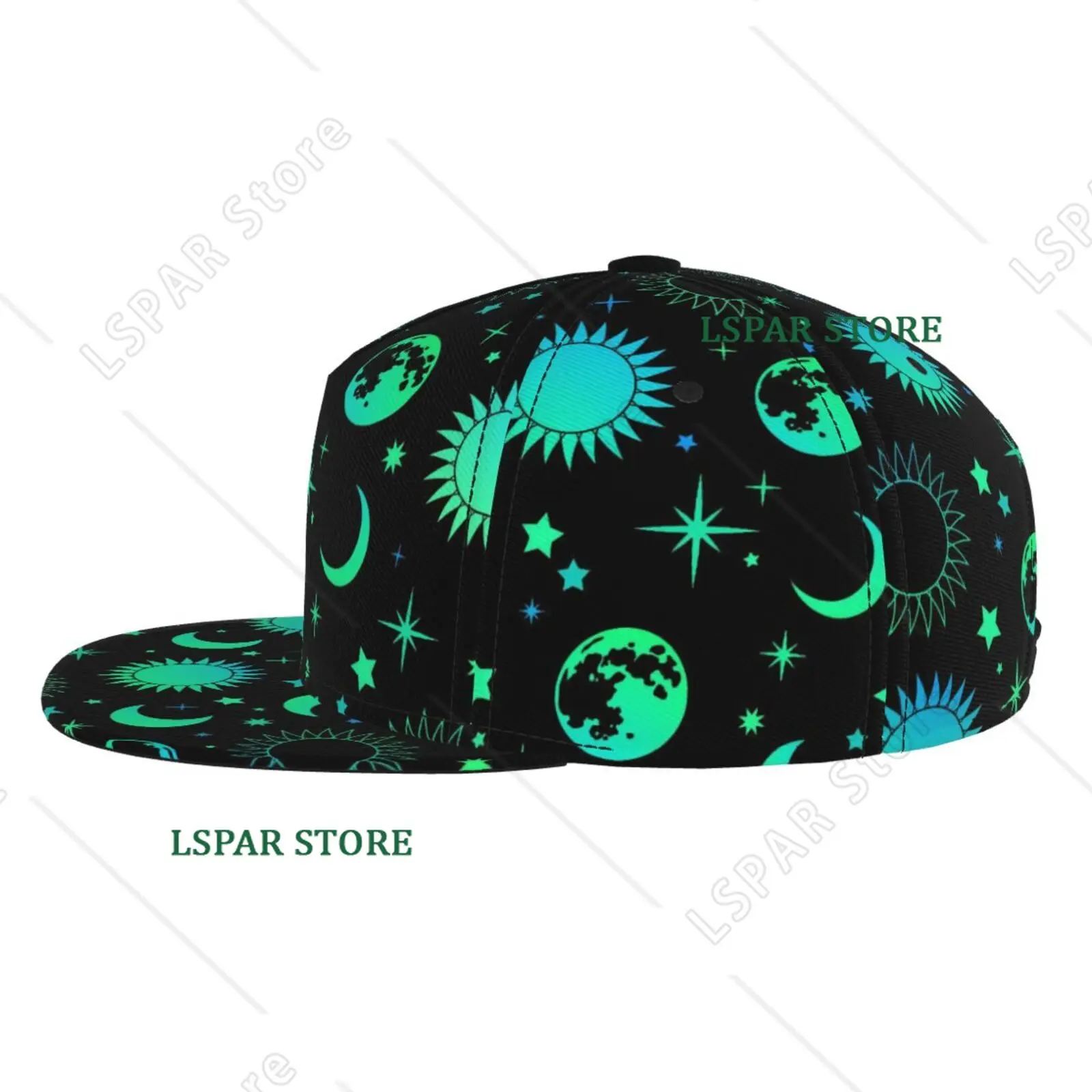 Retro Neon Green Mysterious Sun and Moon Baseball Cap Suitable for Both Men and Women Fun Adjustable Sunshade Baseball Cap