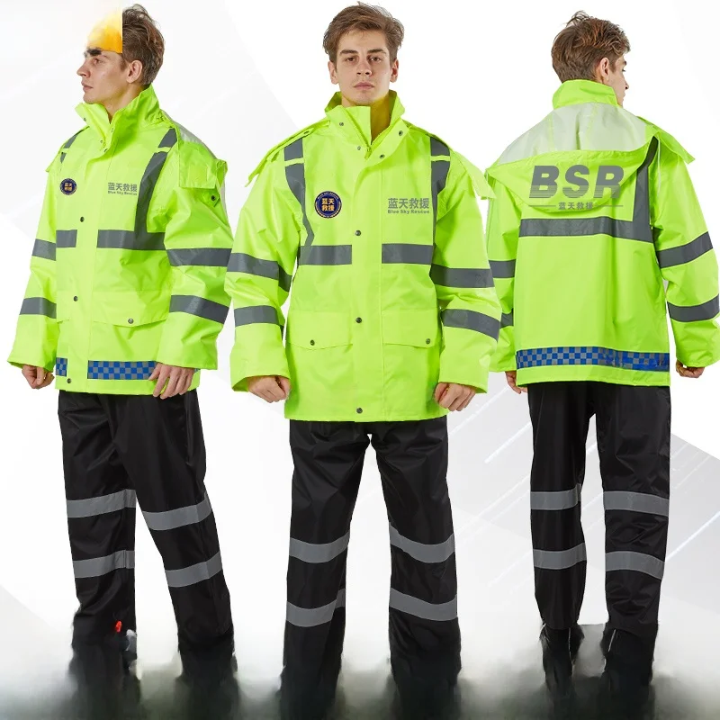 

Длинный светоотражающий плащ и брюки, комплект для спецодежды Patrol Se, аварийная синяя спасательная футболка, санитарно-гигиенические патрульные органы