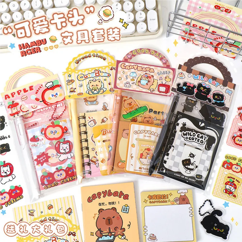 Kawaii Capybara Stationery Set Kids Gift Memo stickers Note Pad Student Stationery School Office Supplies