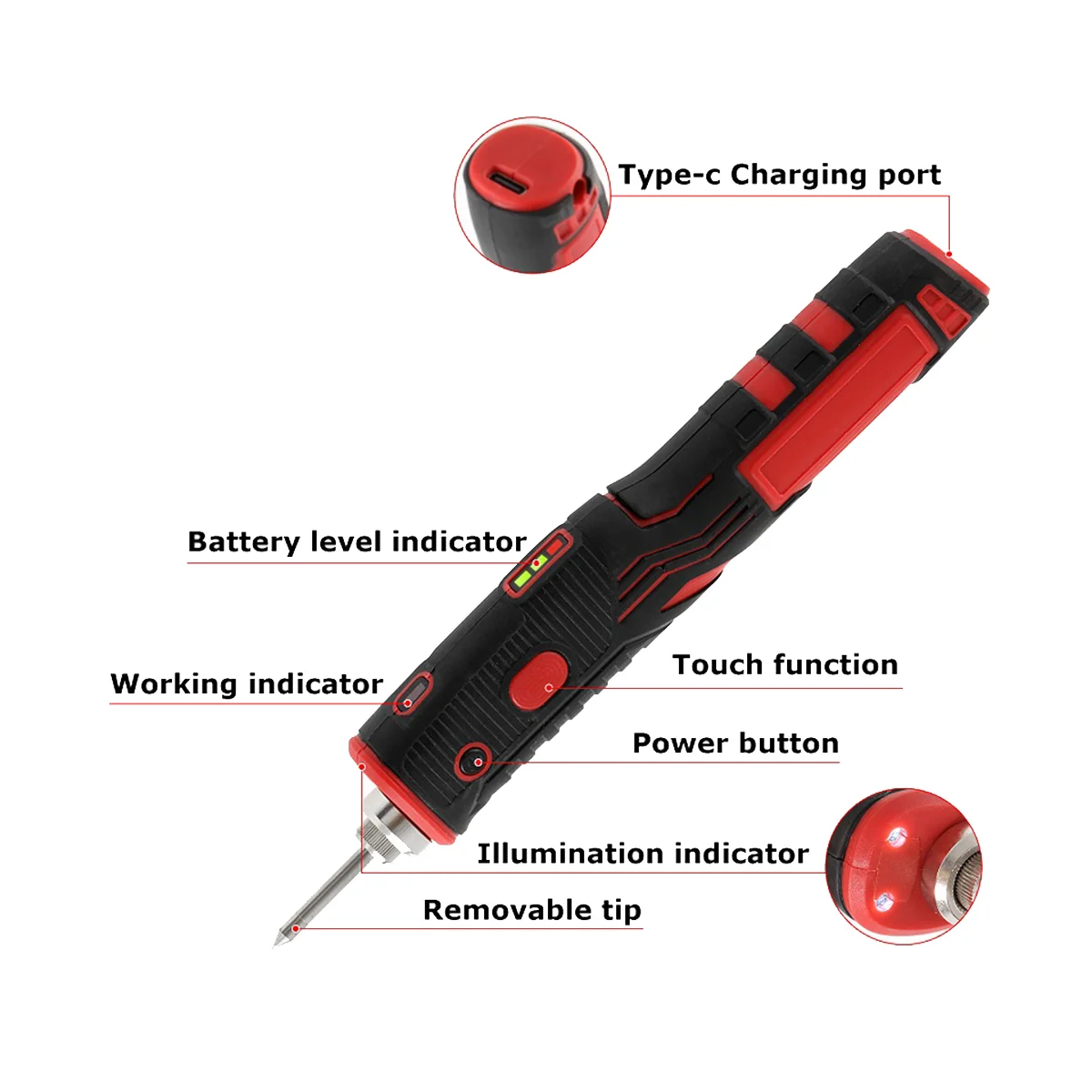 480℃ Portable Wireless Soldering Iron with LED Light Set USB Rechargeable Lithium Battery Soldering Kit Appliances