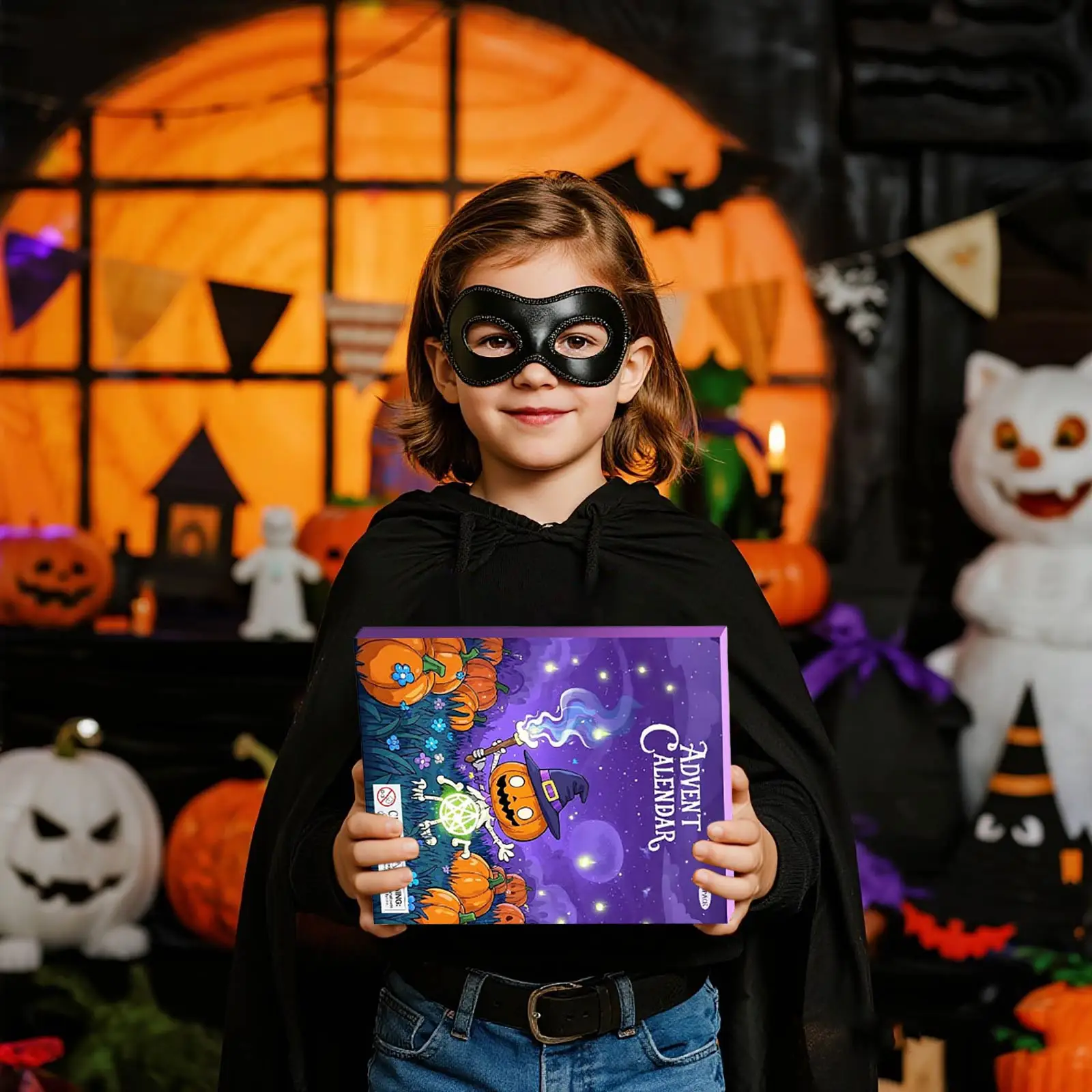 Couronne de batterie avec minuterie, calendrier de l'avent d'halloween 2025 pour filles et garçons avec 24 jours, calendrier de compte à rebours 365 détachable