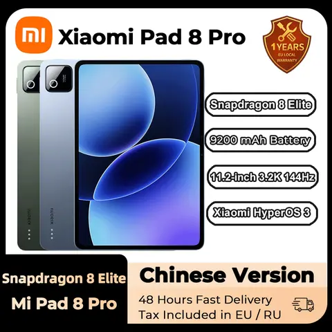 Mi Xiaomi Pad 8 Pad Pro Tablet 11.2" LCD 3.2K 144Hz Screen Snapdragon 8 Elite 9200mAh Battery 67W Fast Charging HyperOS 3 Mi Pad