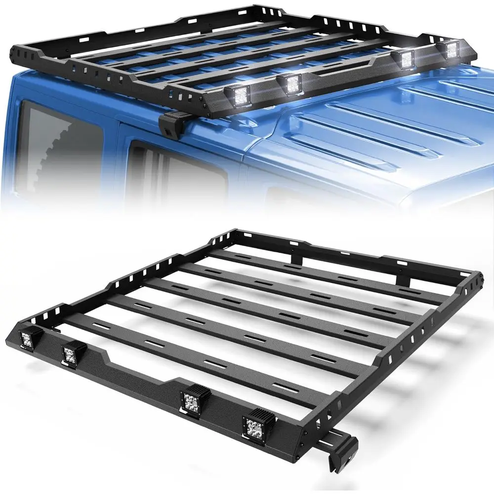 

Heavy Duty Roof Rack Cargo Basket Compatible for 2007-2018 Jeep Wrangler JK Unlimited 4-Door Hardtop Heavy Duty Steel Luggage Ca