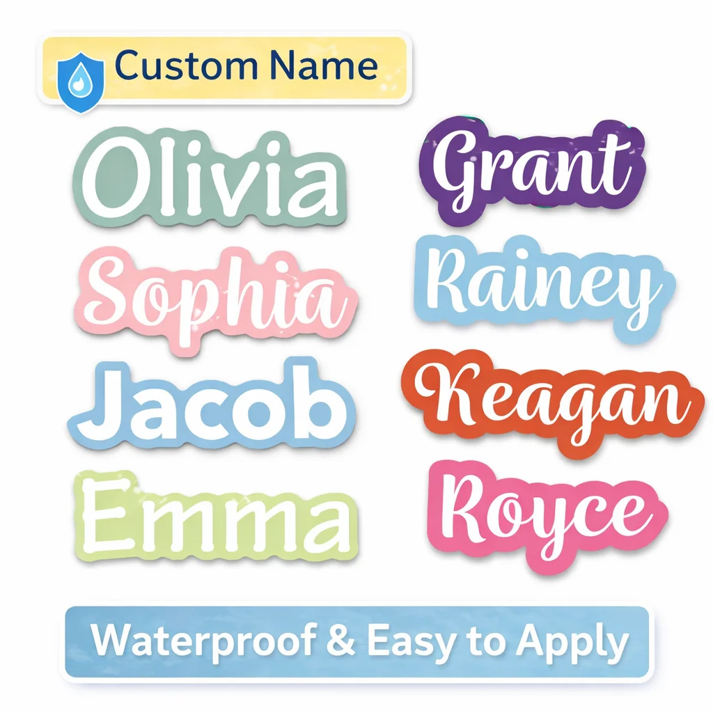 

2 Sheets 12pcs Custom Name Stickers for Kids and Adults, Personalized Labels, Ideal for School, Bottles, and Gifts,Easy to Apply