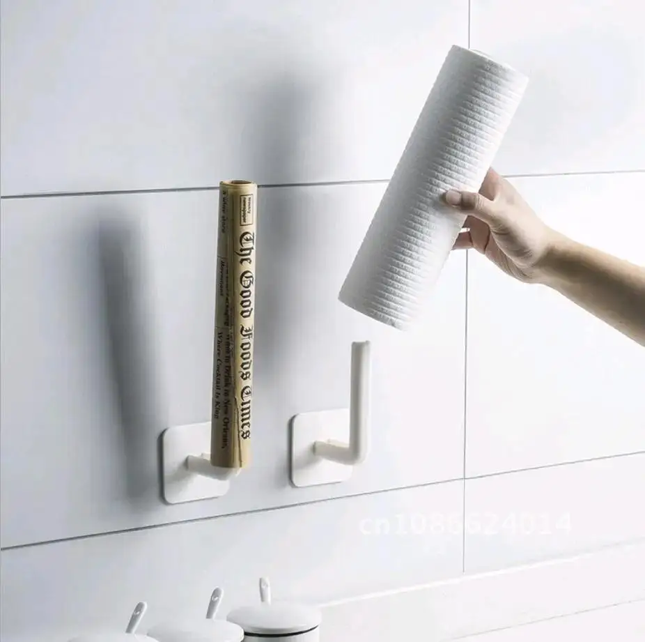 

Paper Towel Holder Under Cabinet Self-adhesive Rack Hook Toilet Storage Accessories Hole-Free