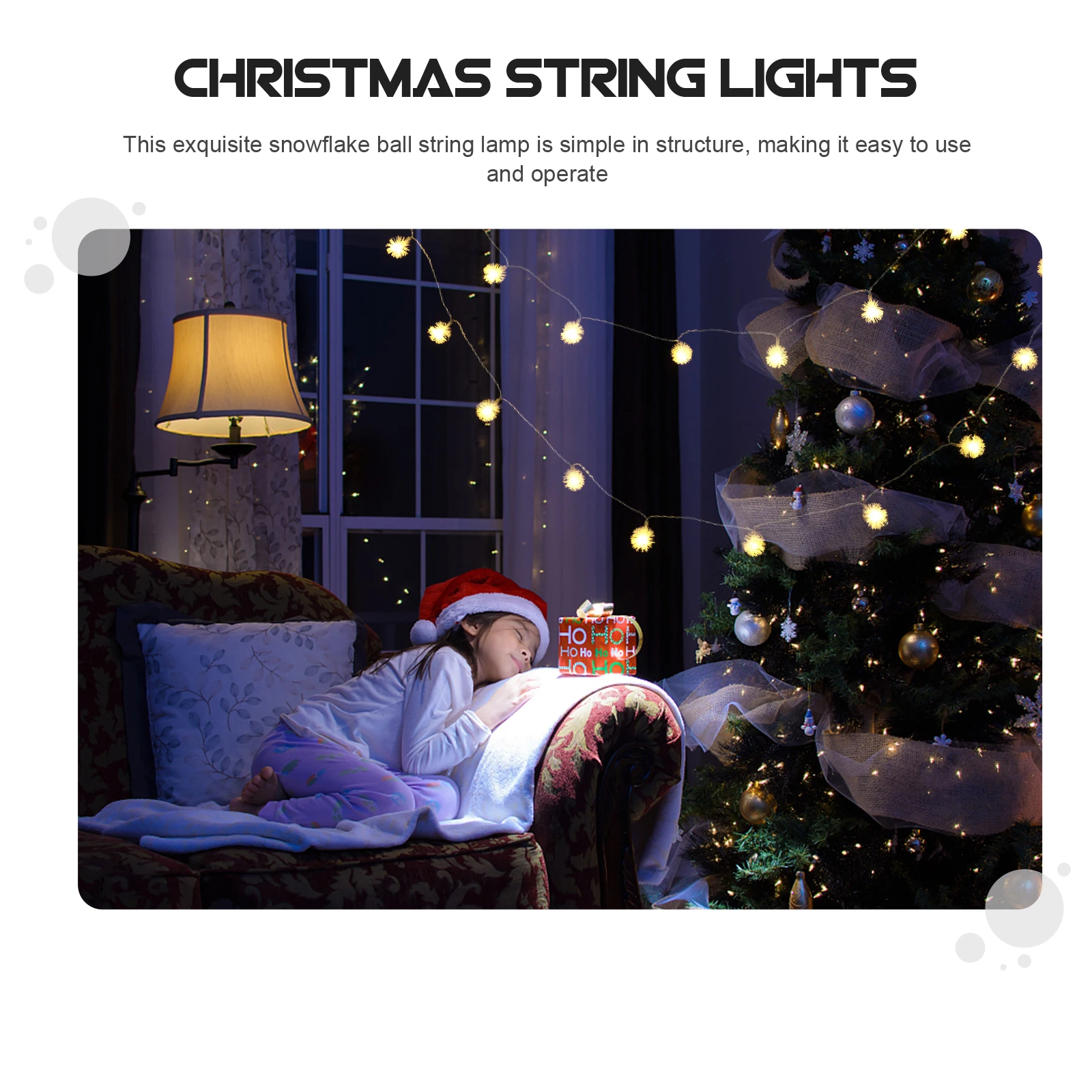 Snowflake Ball Light LED Snowflake Ball String Light Christmas Decoration Party Scene Festive Lighting Plastic