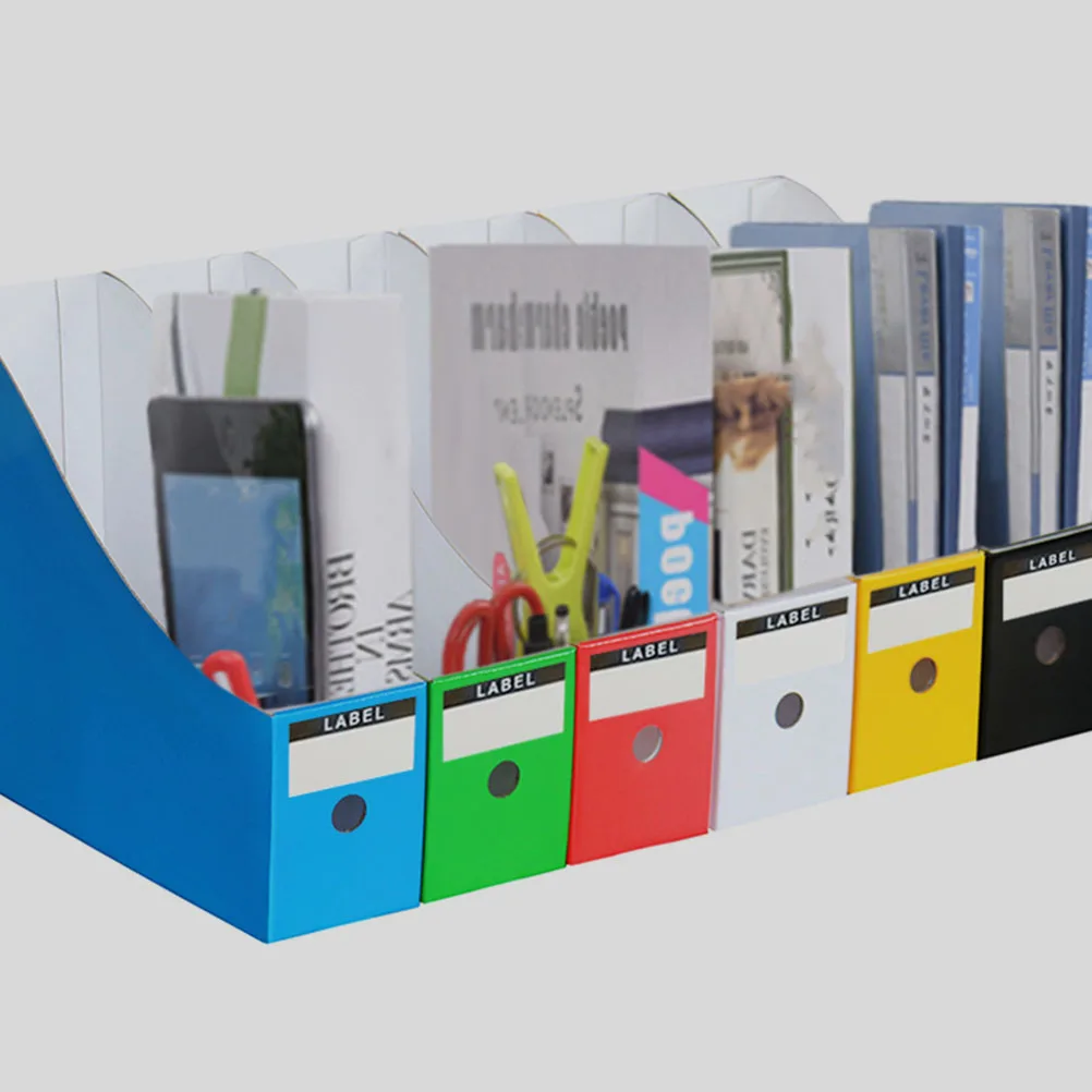 6 قطعة رف إدارة الملفات الملونة ورقة سميكة عالية الصلابة سطح المكتب وثيقة ganizer صندوق تخزين لغرفة الدراسة المكتبية