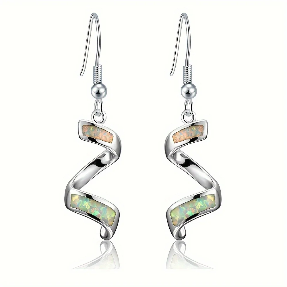 

Trendy Boho Designer Magnetic Exquisite Curve Opal Earrings for Women Multcolor Opal Inlaid Golden Plated Helix Earring Jewelry