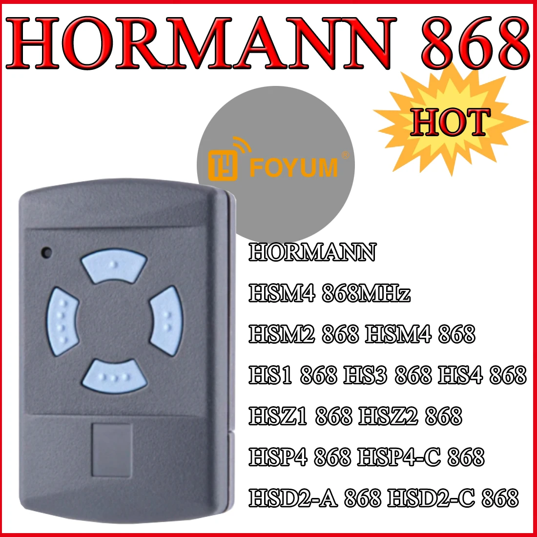 HORMANN Garage Gate Remote Control HORMANN HSM2 HSM4 868 MHZ Handheld Transmitter 868.35mhz