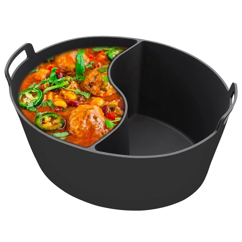 

Slow Cooker Divider Liner Fit 6QT, Reusable Silicone Divider, Easy Clean & Dishwasher Safe Oval Cooking Liner