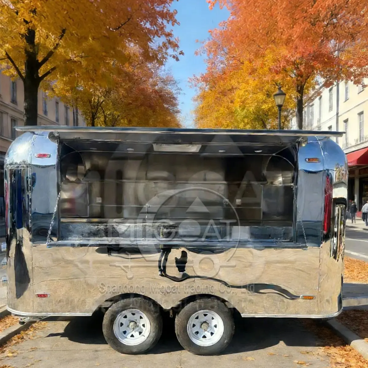 Dual Axle Towing Mobile Food Trailer with Export Grade Mirror Surface for Fast Food Night Market And Street Food Kiosk