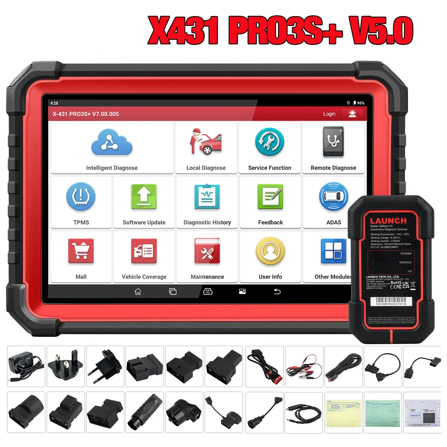 

X431 PRO3S+ V5.0 Bi-Directional Scan Tool, 31+ Reset Service, OE-Level Full System Bluetooth Diagnostic Scanner, ECU Coding