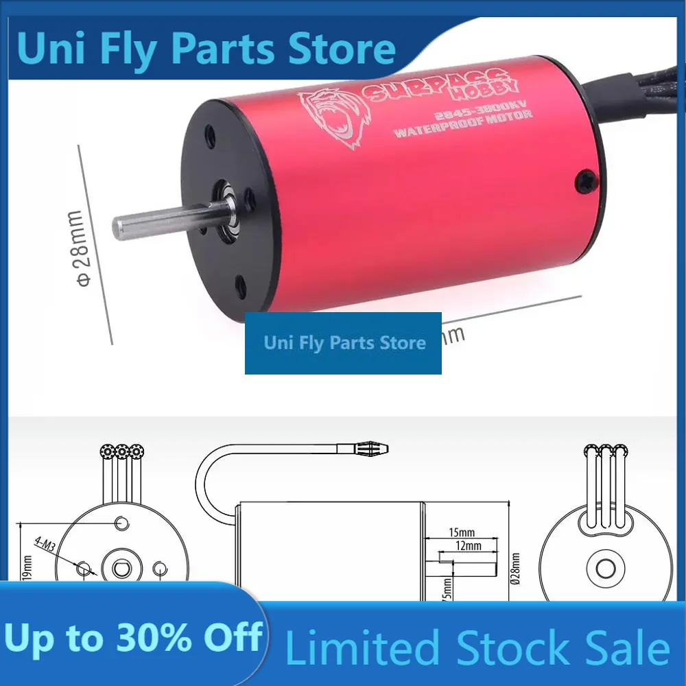 UniFly Waterproof 2845 3800KV Brushless Motor + 35A ESC + S0600P 6KG Servo For Rc Traxxas HSP Monster Buggy Off Road 1/12 RC Car