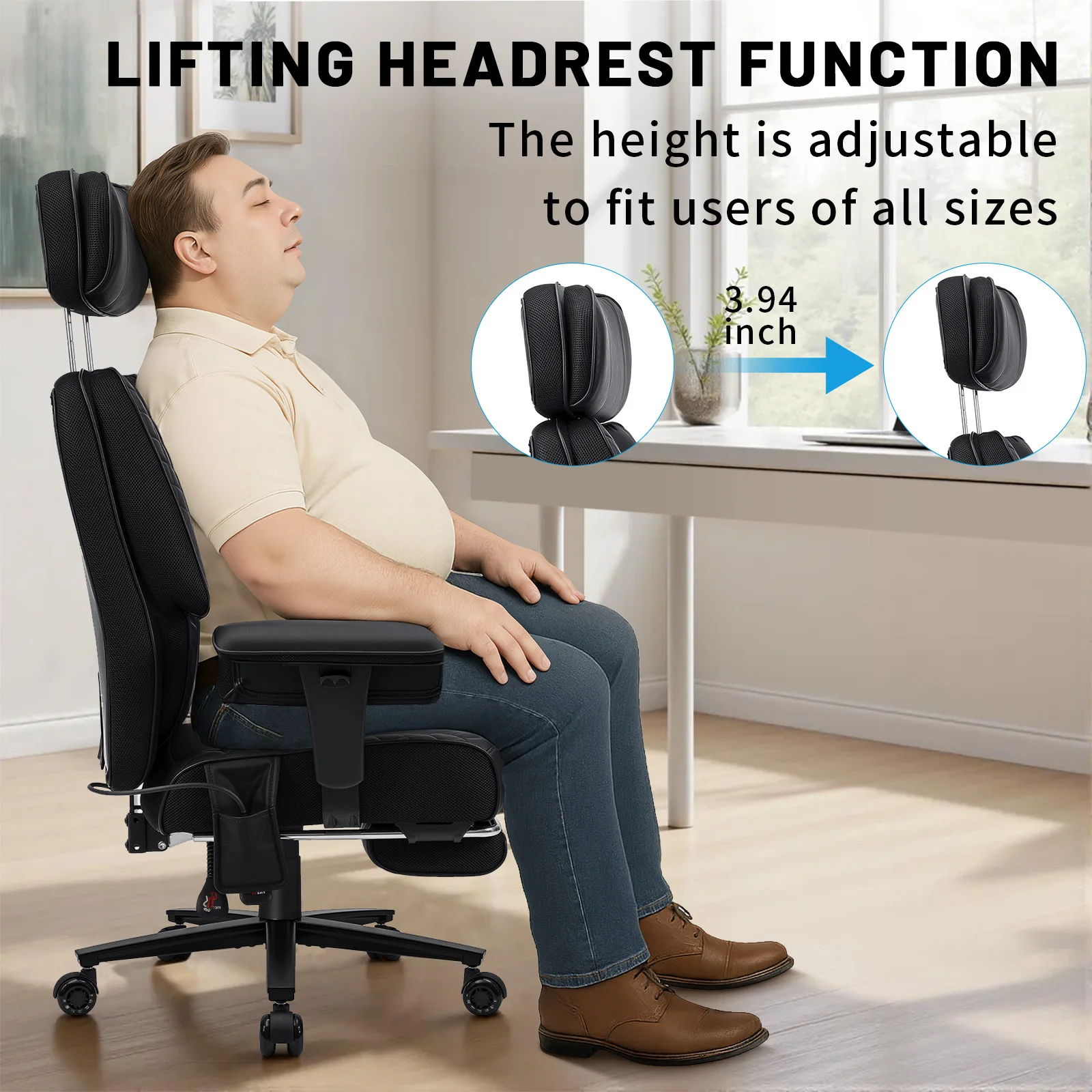 Executive Office Chair with Foot Rest and Waist Lumber Support, Ergonomic Gaming Chair with Adjustable Height Headrest for Home