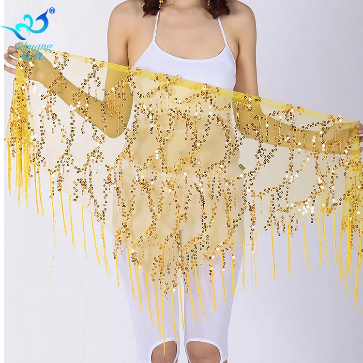 1pcs/lot Belly Dance Sequins Tassel Hip Scarf Indian Belly Dance waistchain Women Belly Dancing Practice Belt